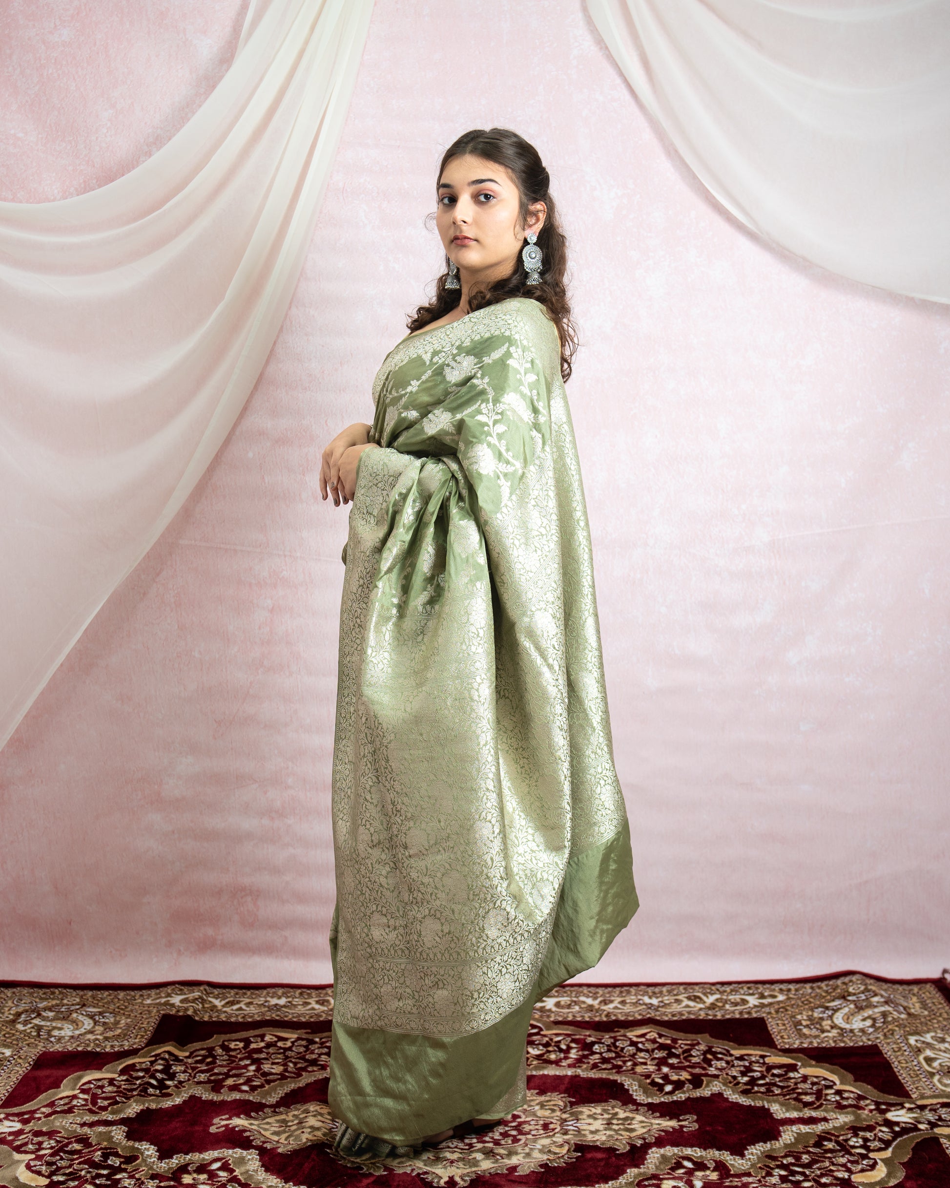Sage Green Banarasi Saree