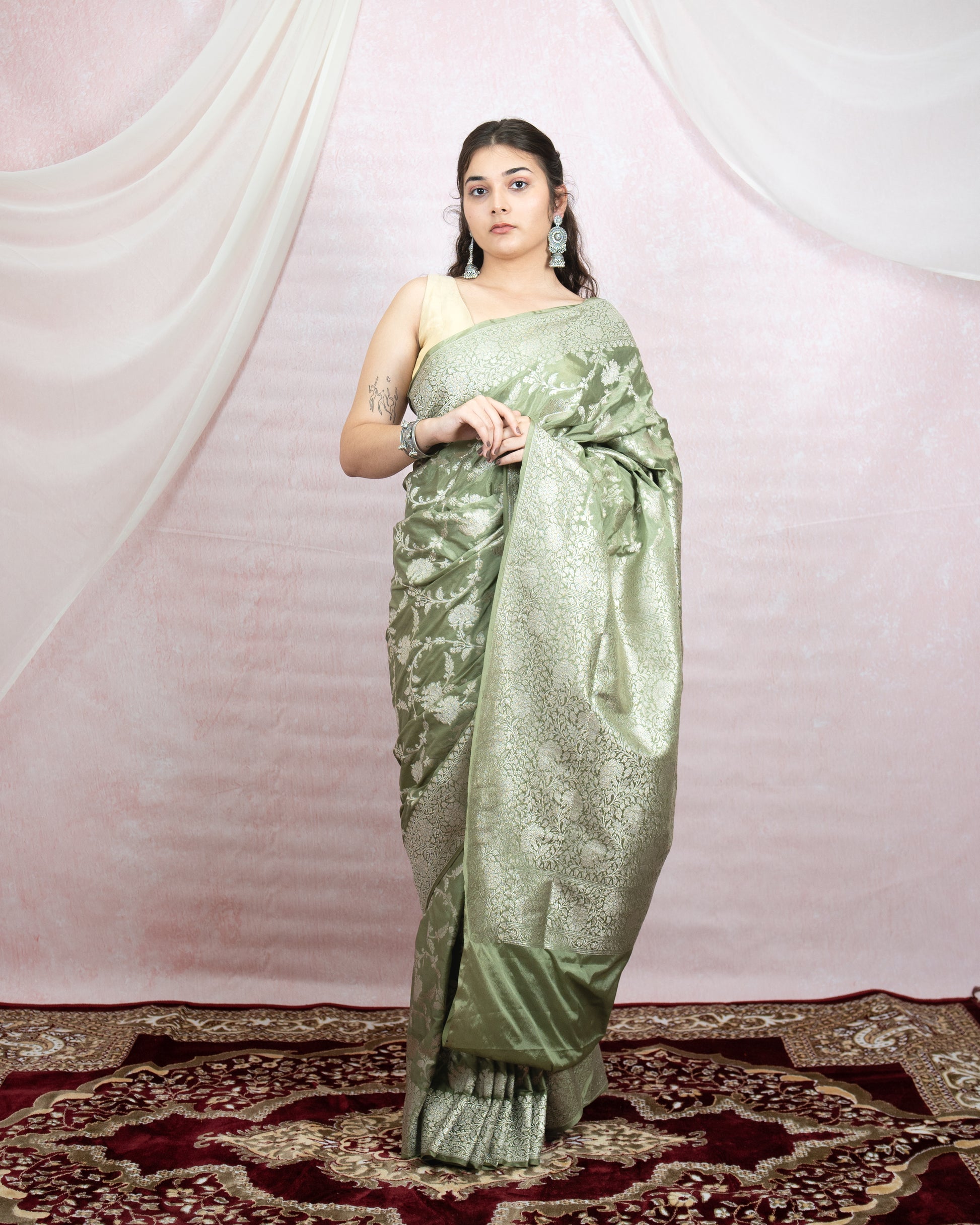 Sage Green Banarasi Saree