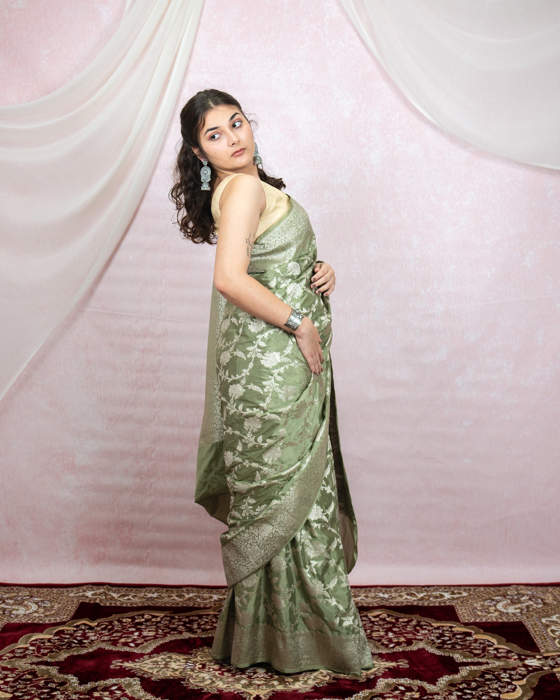 Sage Green Banarasi Saree