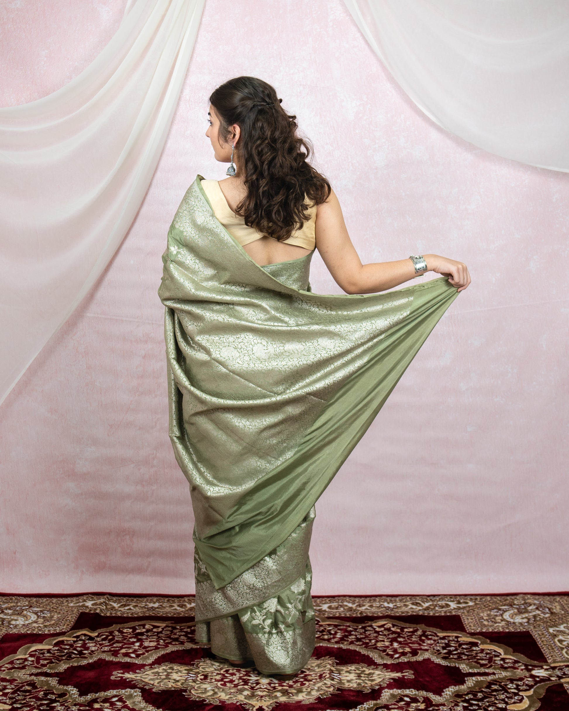 Sage Green Banarasi Saree