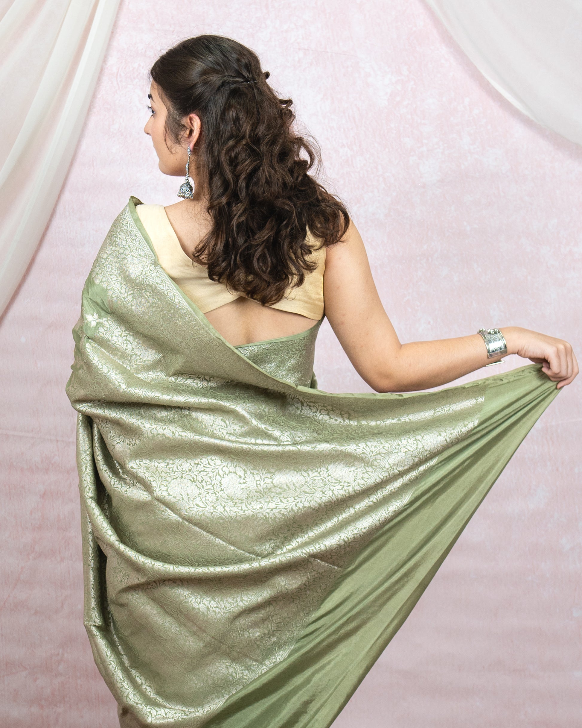 Sage Green Banarasi Saree