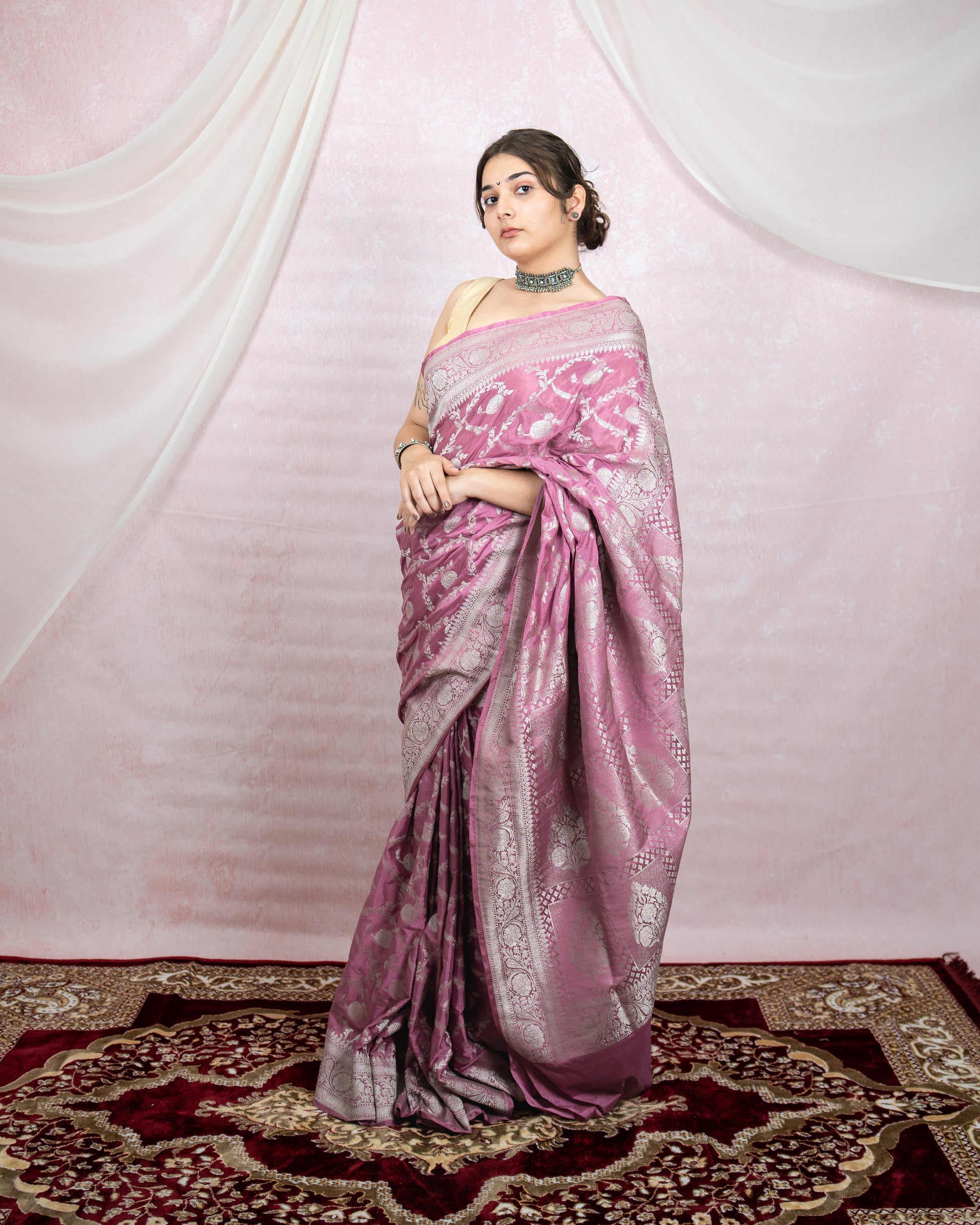 Lilac Banarasi Saree
