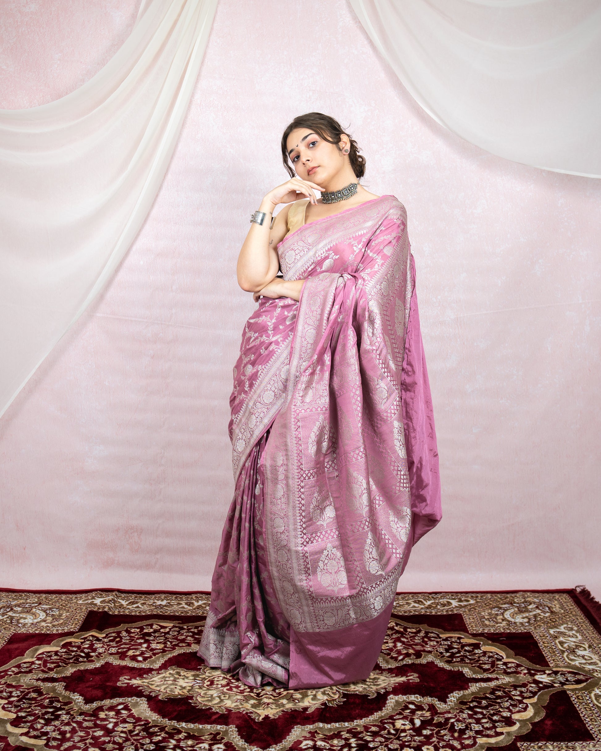 Lilac Banarasi Saree