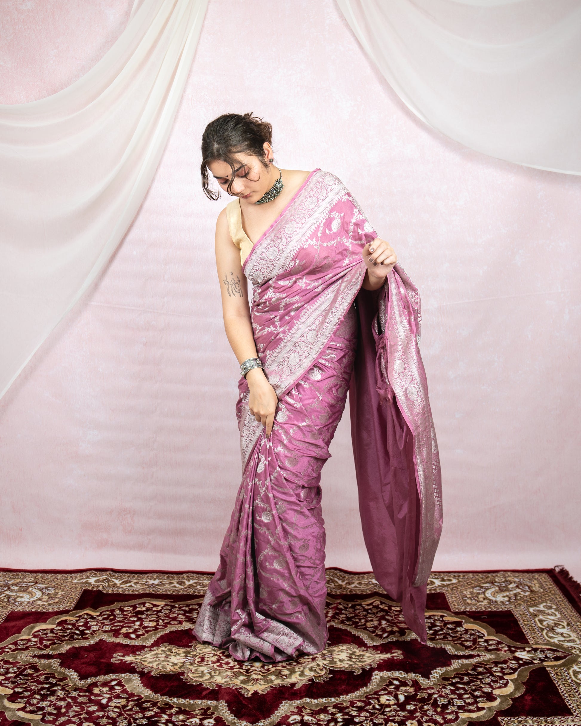 Lilac Banarasi Saree