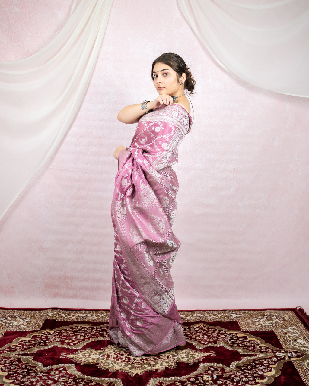 Lilac Banarasi Saree