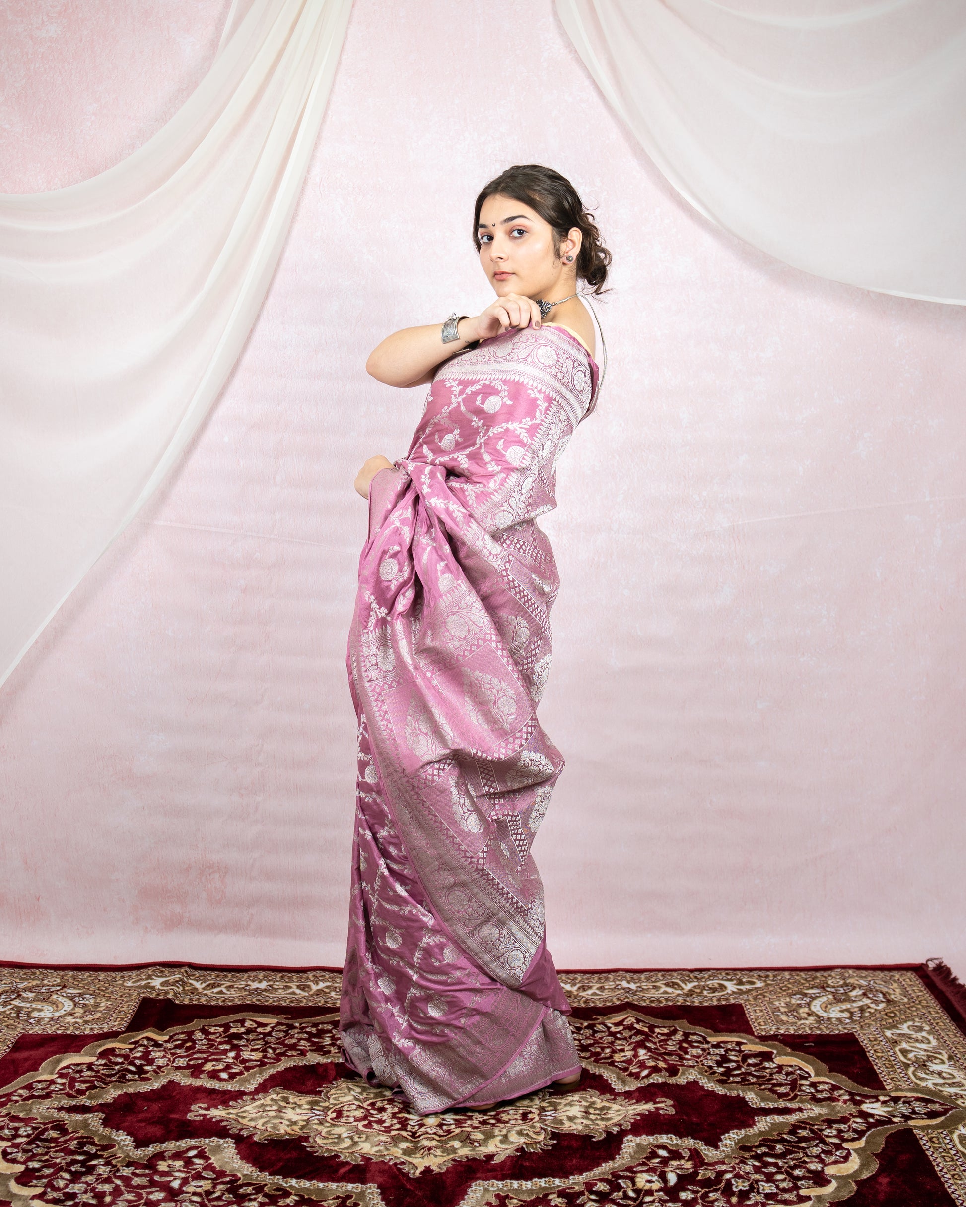 Lilac Banarasi Saree