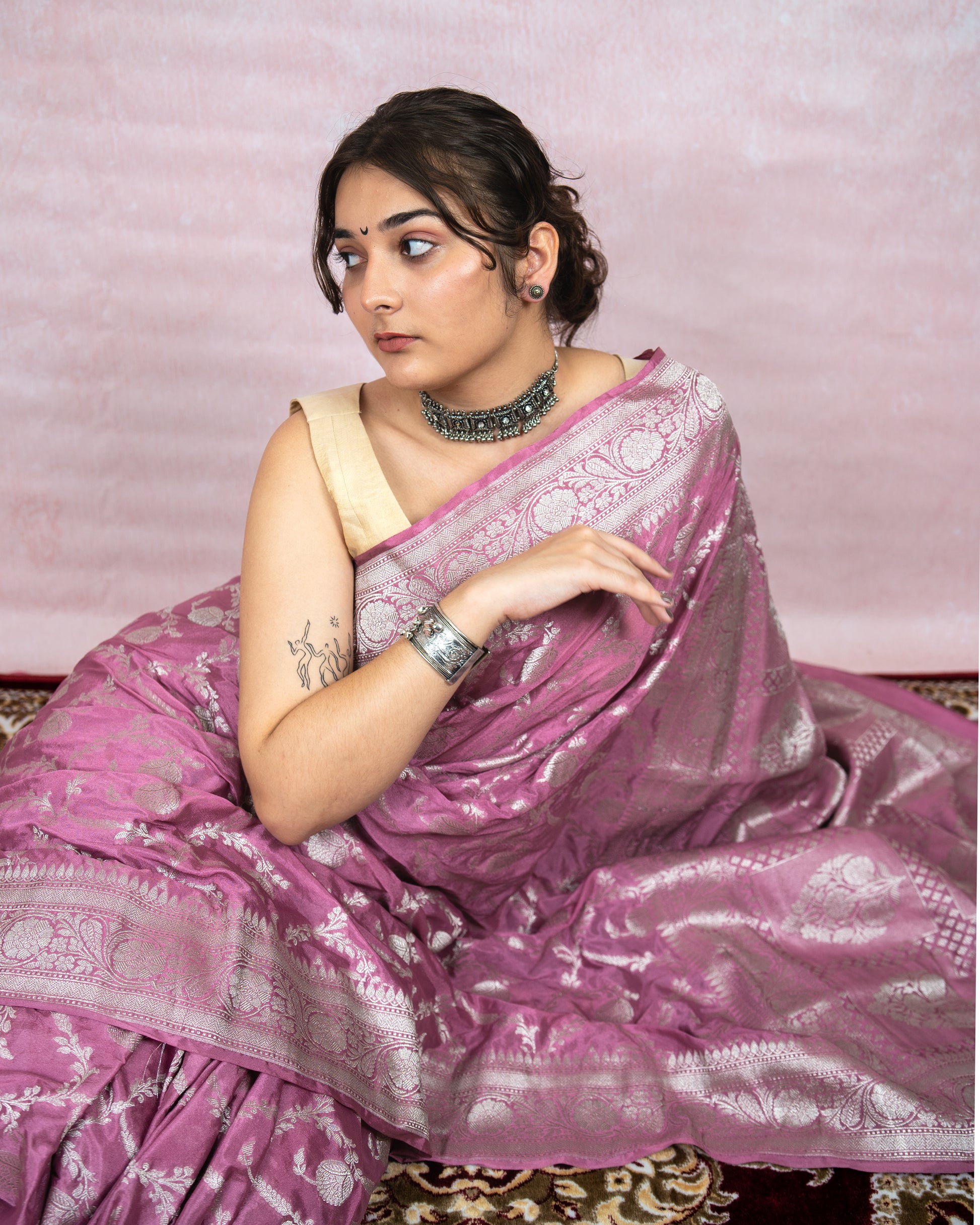 Lilac Banarasi Saree
