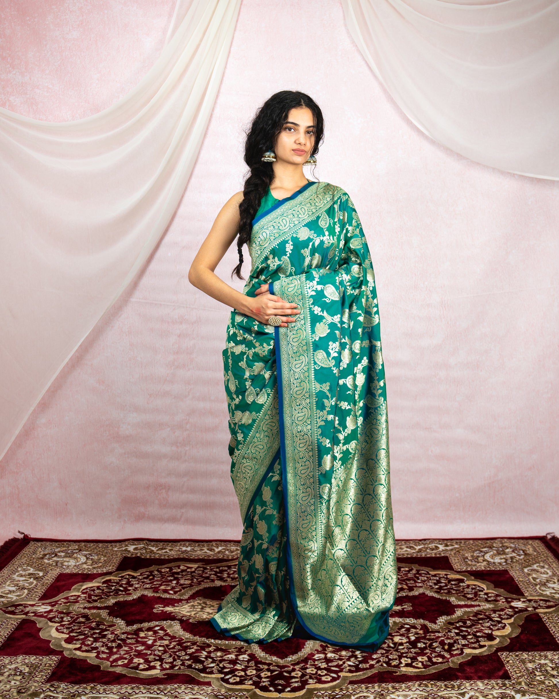 Emerald Green Banarasi Saree