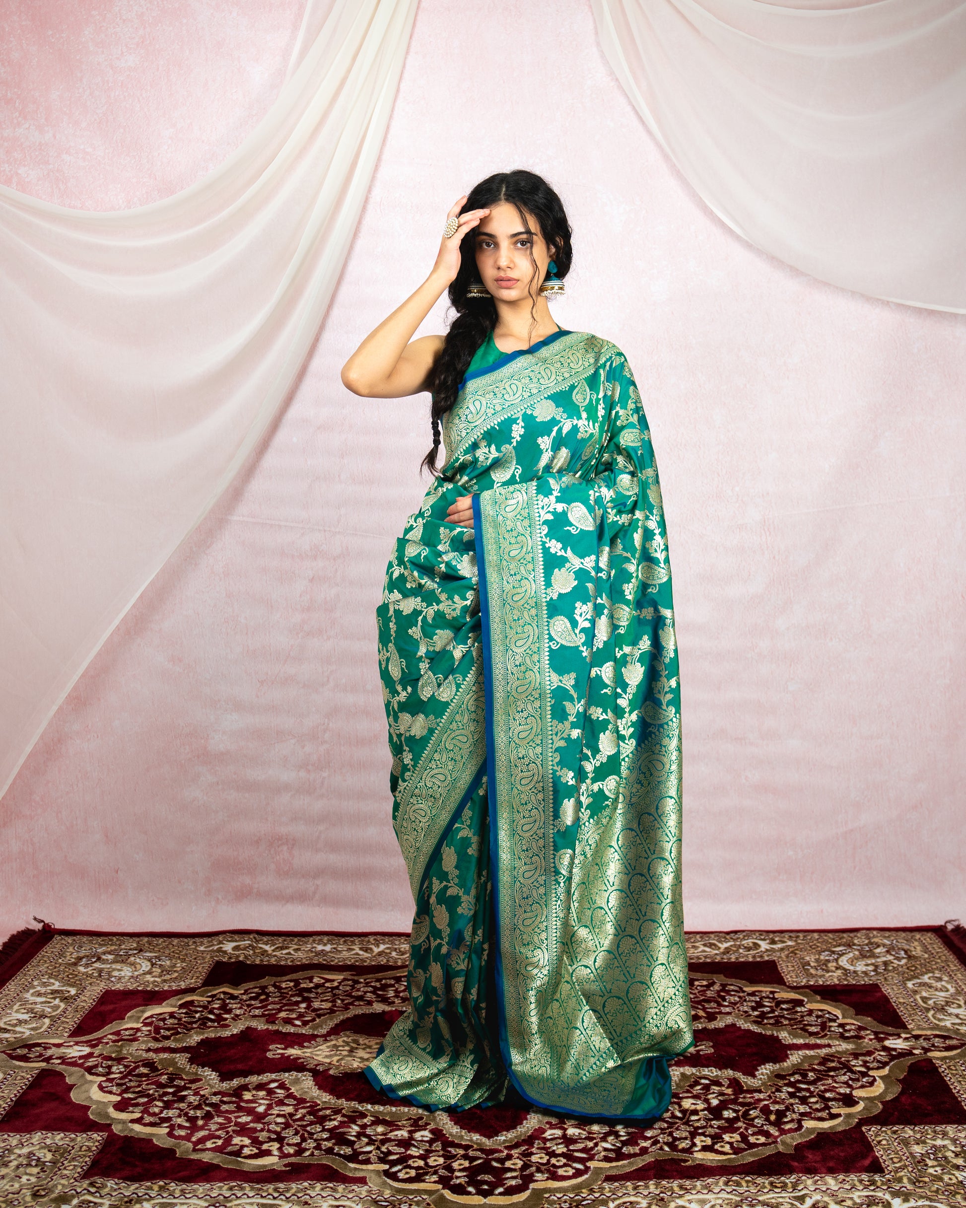 Emerald Green Banarasi Saree