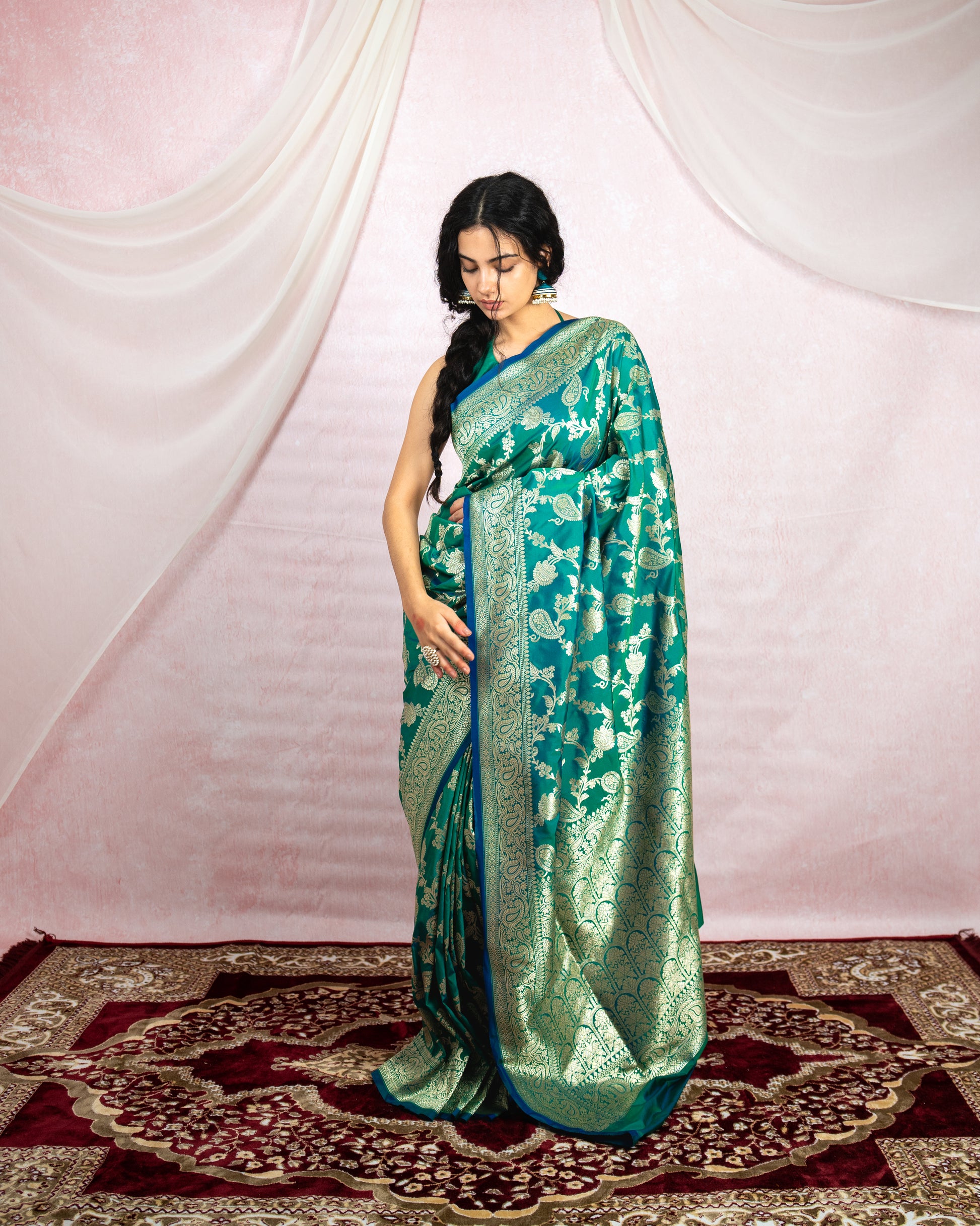 Emerald Green Banarasi Saree