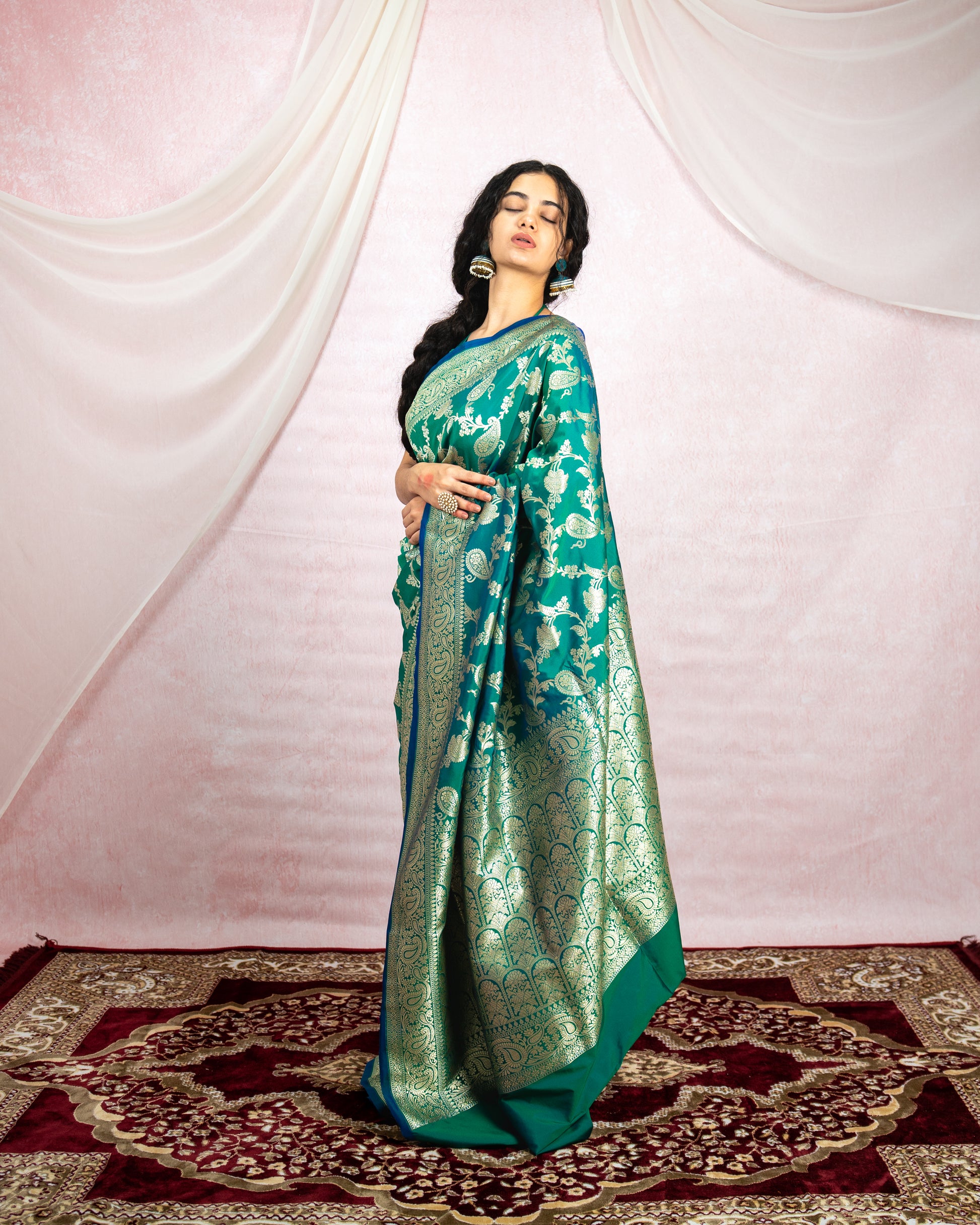 Emerald Green Banarasi Saree