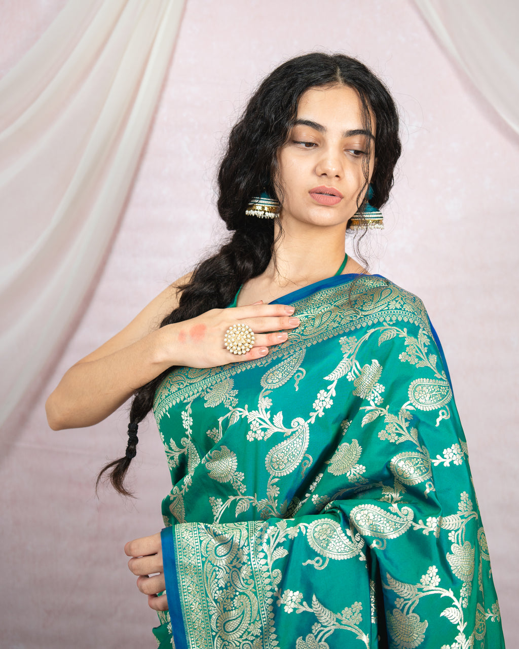 Emerald Green Banarasi Saree