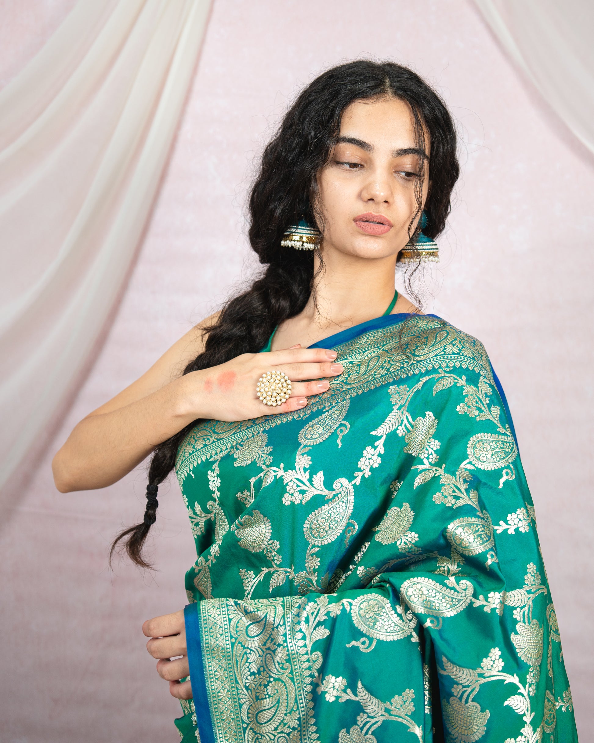 Emerald Green Banarasi Saree