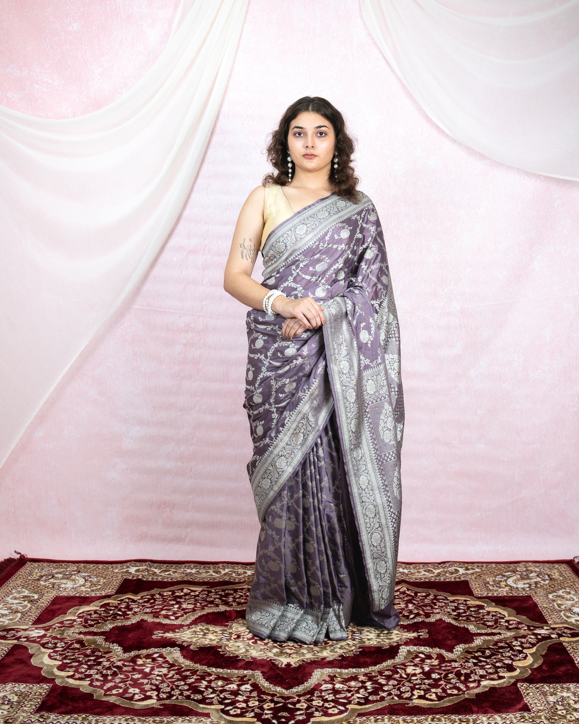 Royal Purple Banarasi Saree with Silver Zari