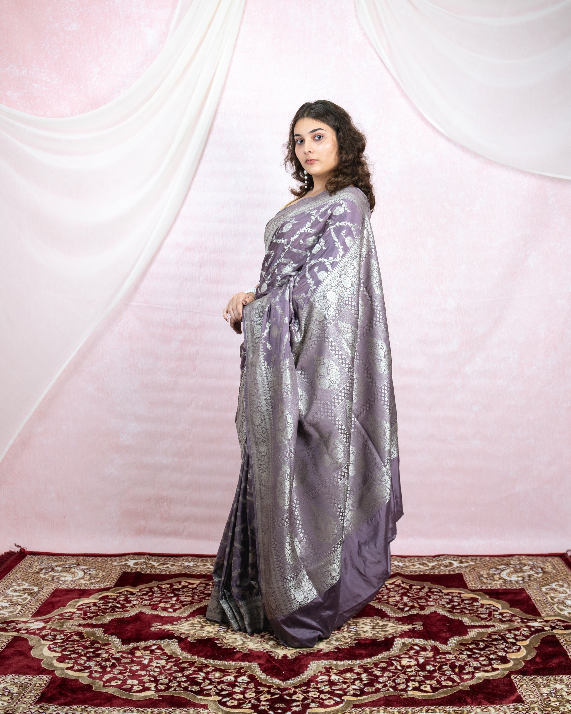 Royal Purple Banarasi Saree with Silver Zari