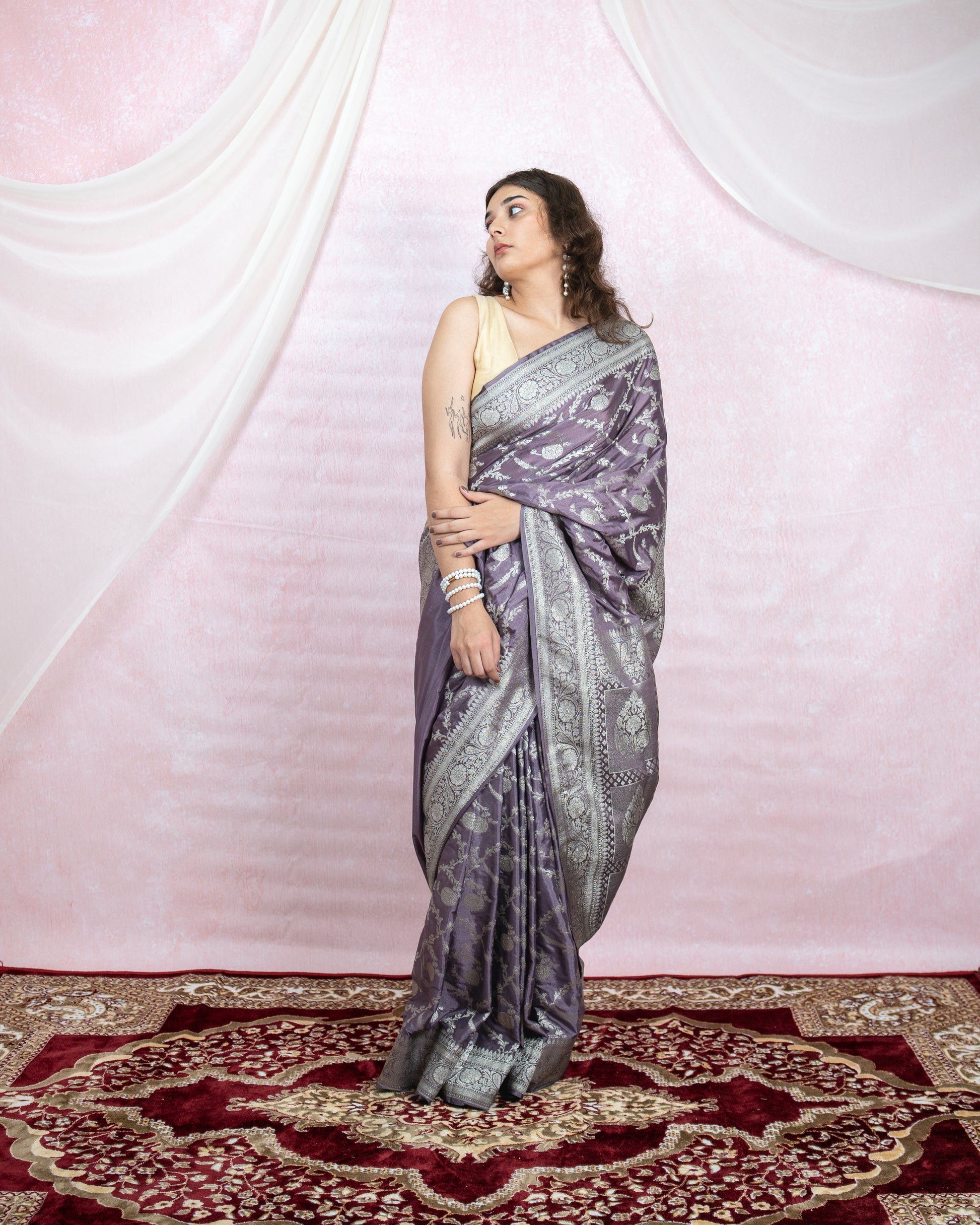 Royal Purple Banarasi Saree with Silver Zari