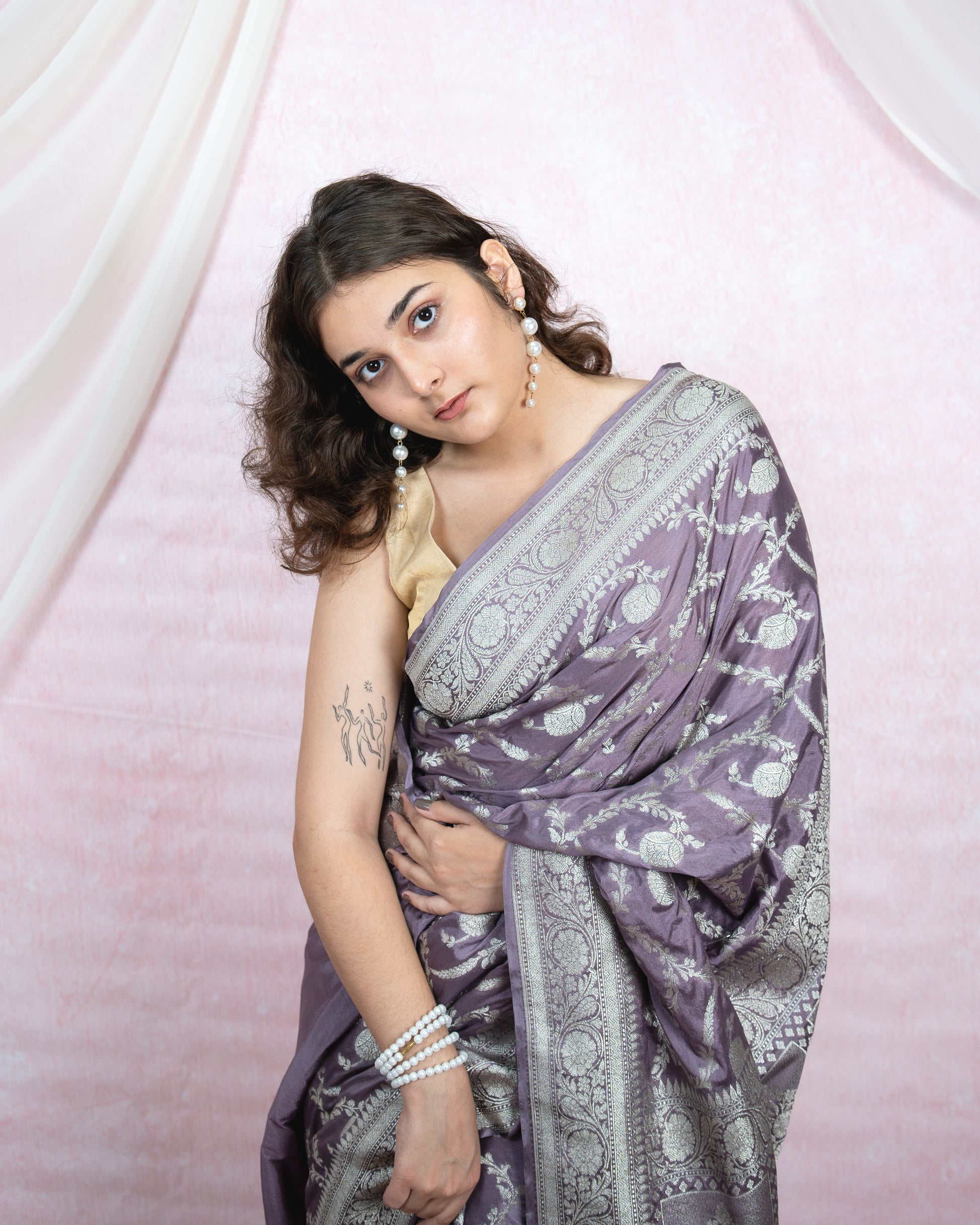 Royal Purple Banarasi Saree with Silver Zari