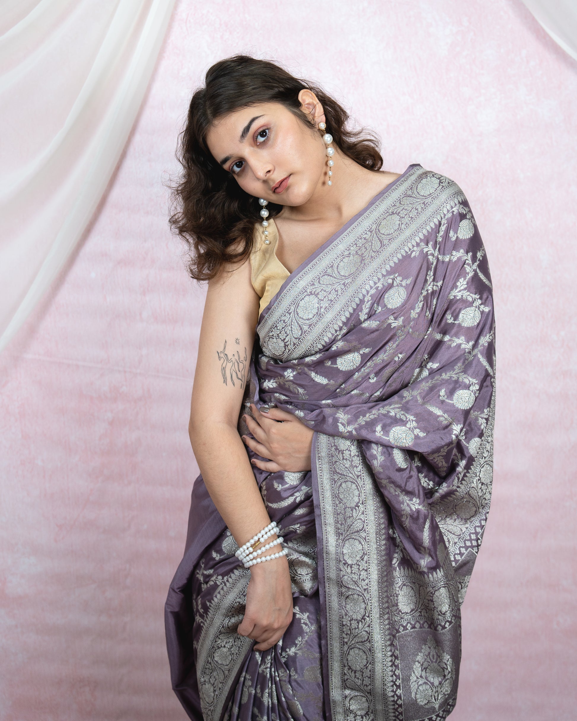 Royal Purple Banarasi Saree with Silver Zari
