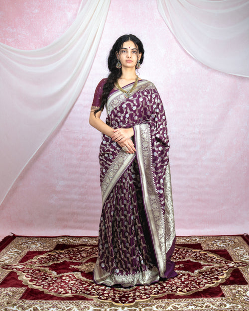Deep Wine Banarasi Saree