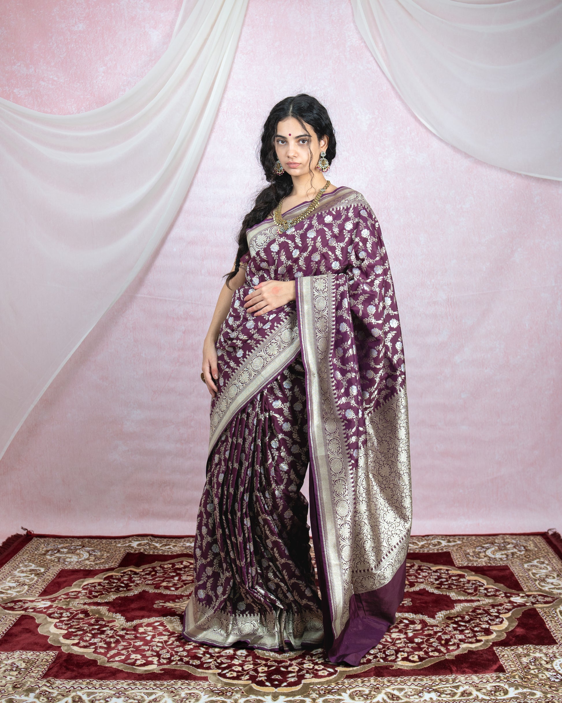 Deep Wine Banarasi Saree