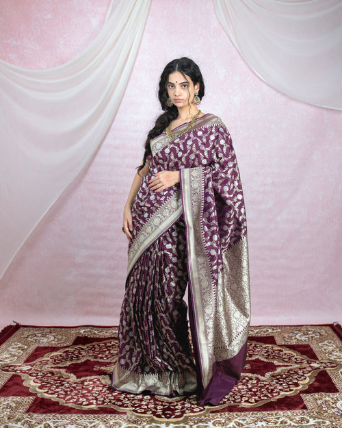 Deep Wine Banarasi Saree