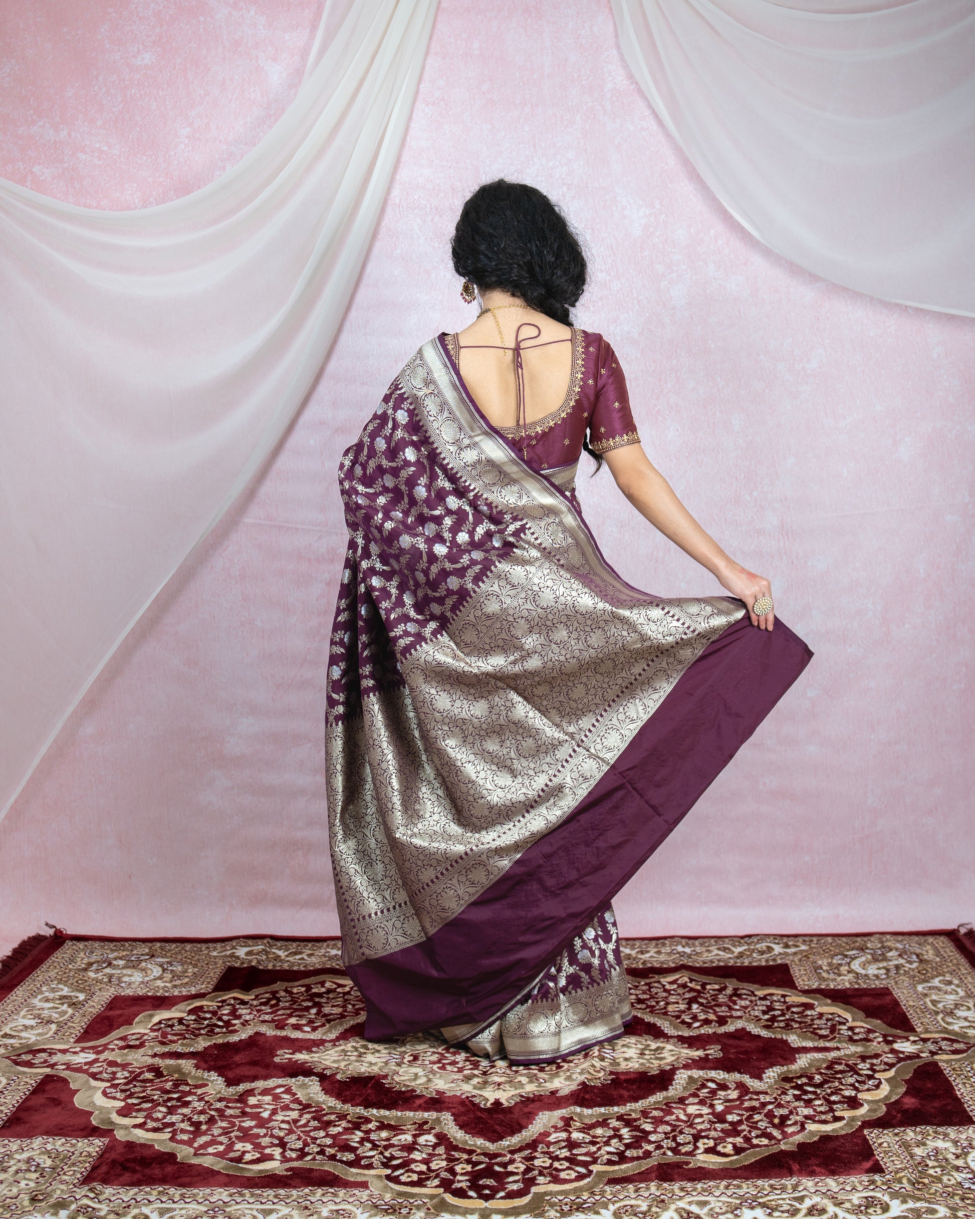 Deep Wine Banarasi Saree