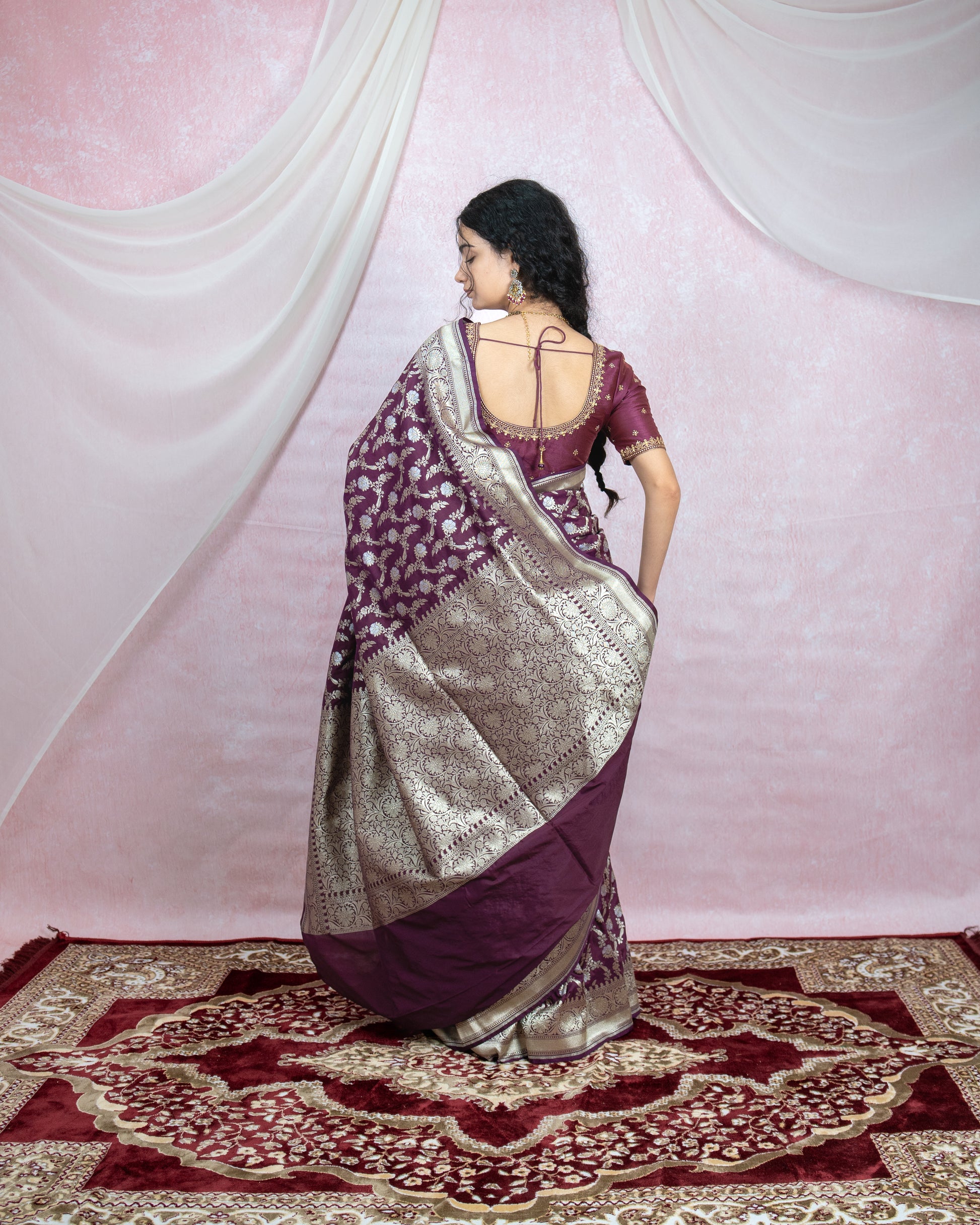 Deep Wine Banarasi Saree
