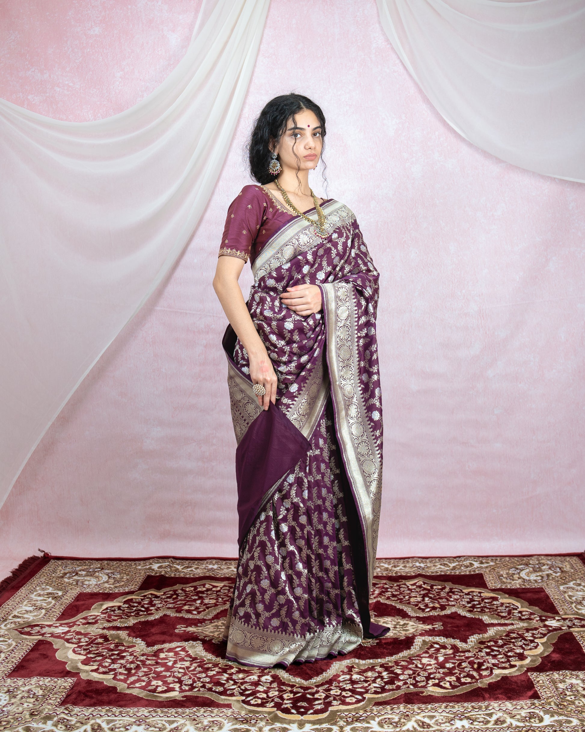 Deep Wine Banarasi Saree