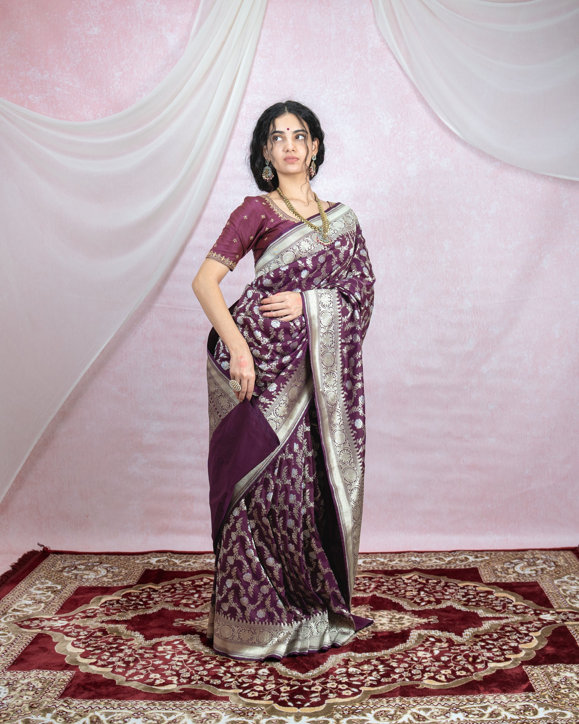 Deep Wine Banarasi Saree