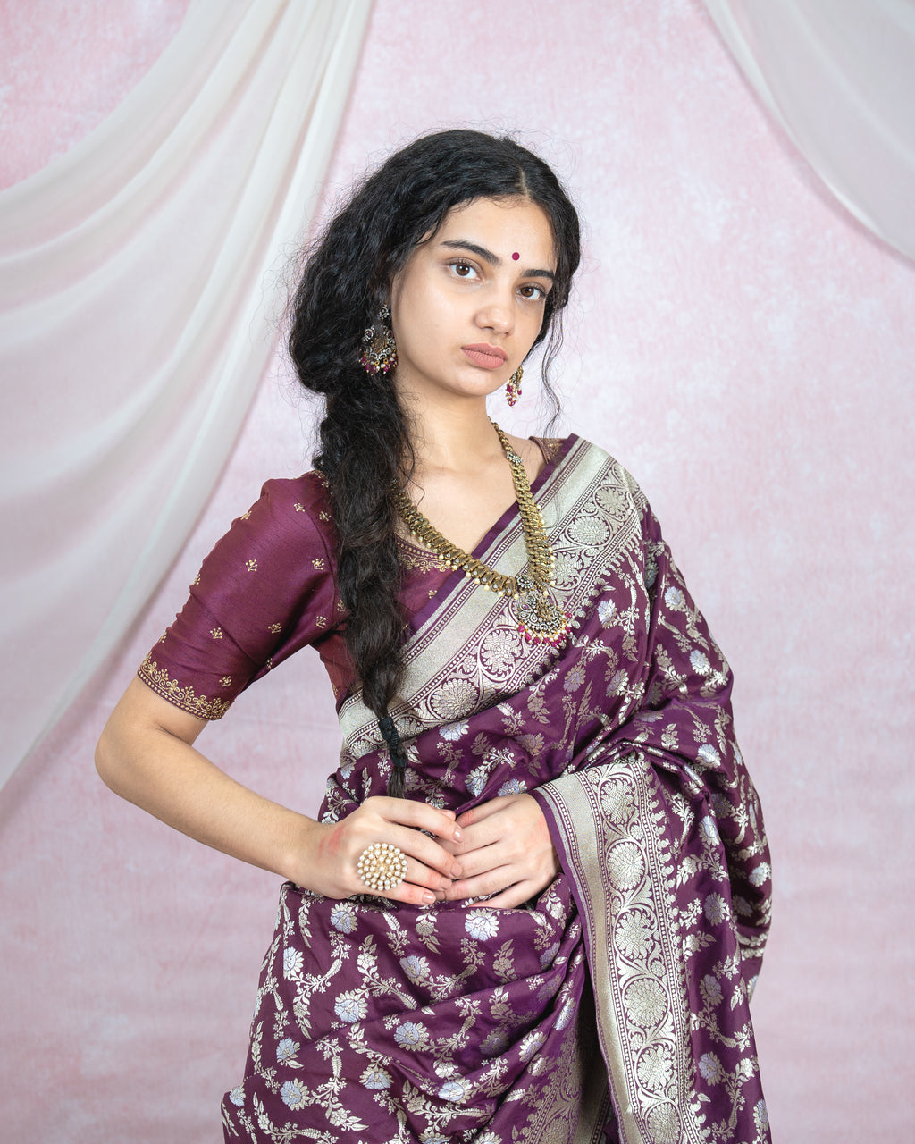Deep Wine Banarasi Saree