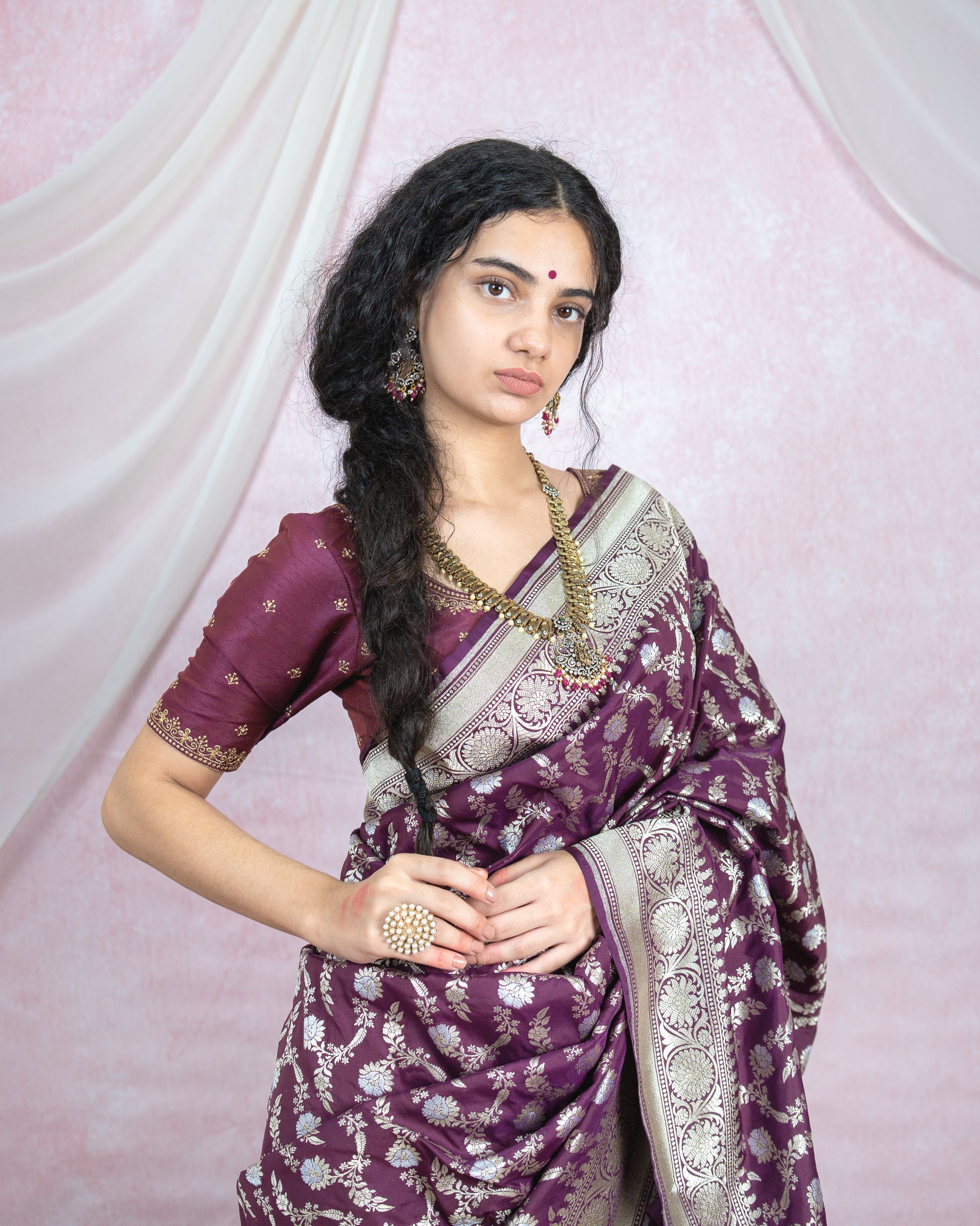 Deep Wine Banarasi Saree