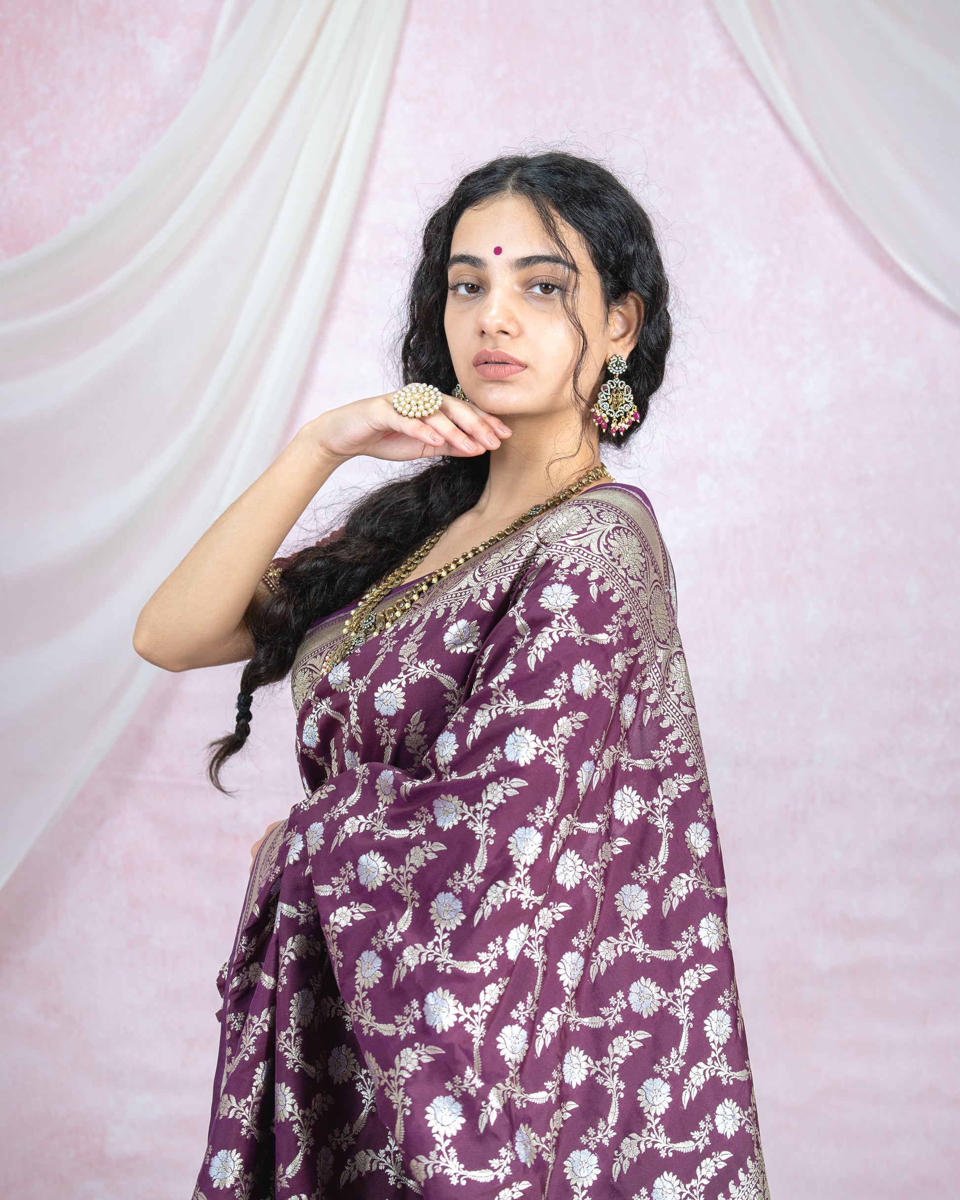 Deep Wine Banarasi Saree