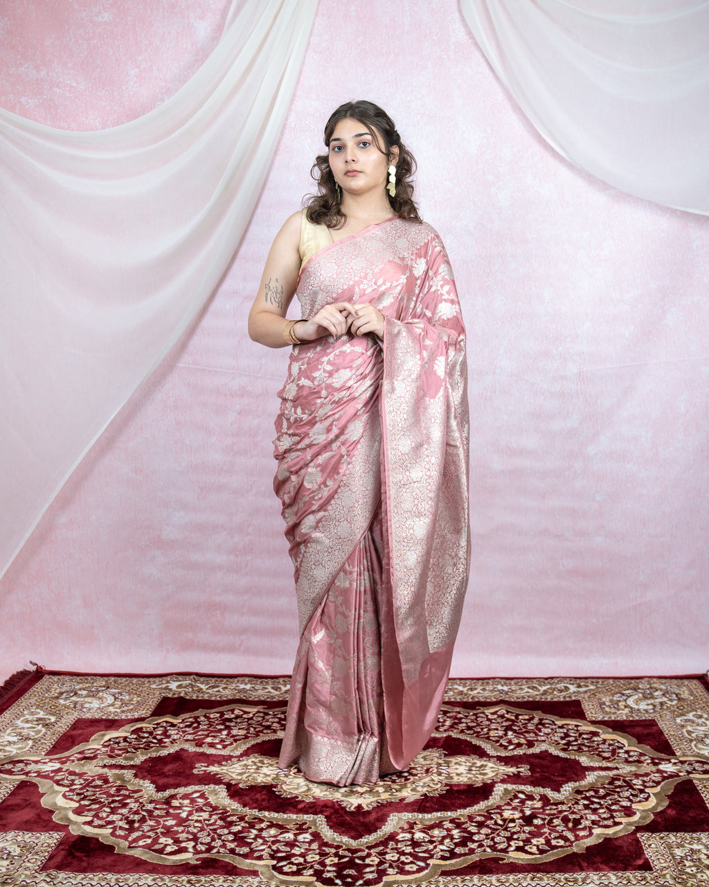 Blush Pink Banarasi Saree
