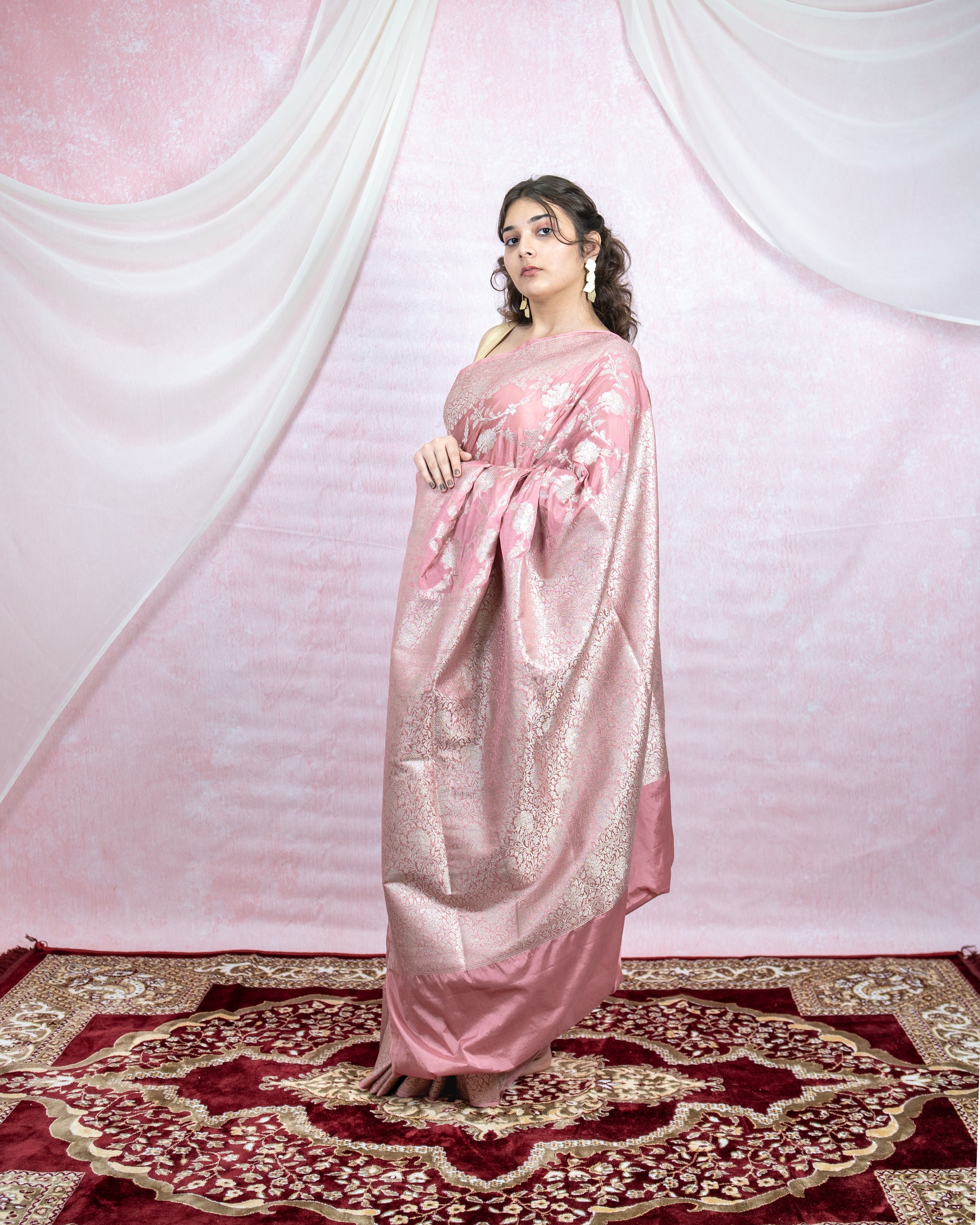 Blush Pink Banarasi Saree