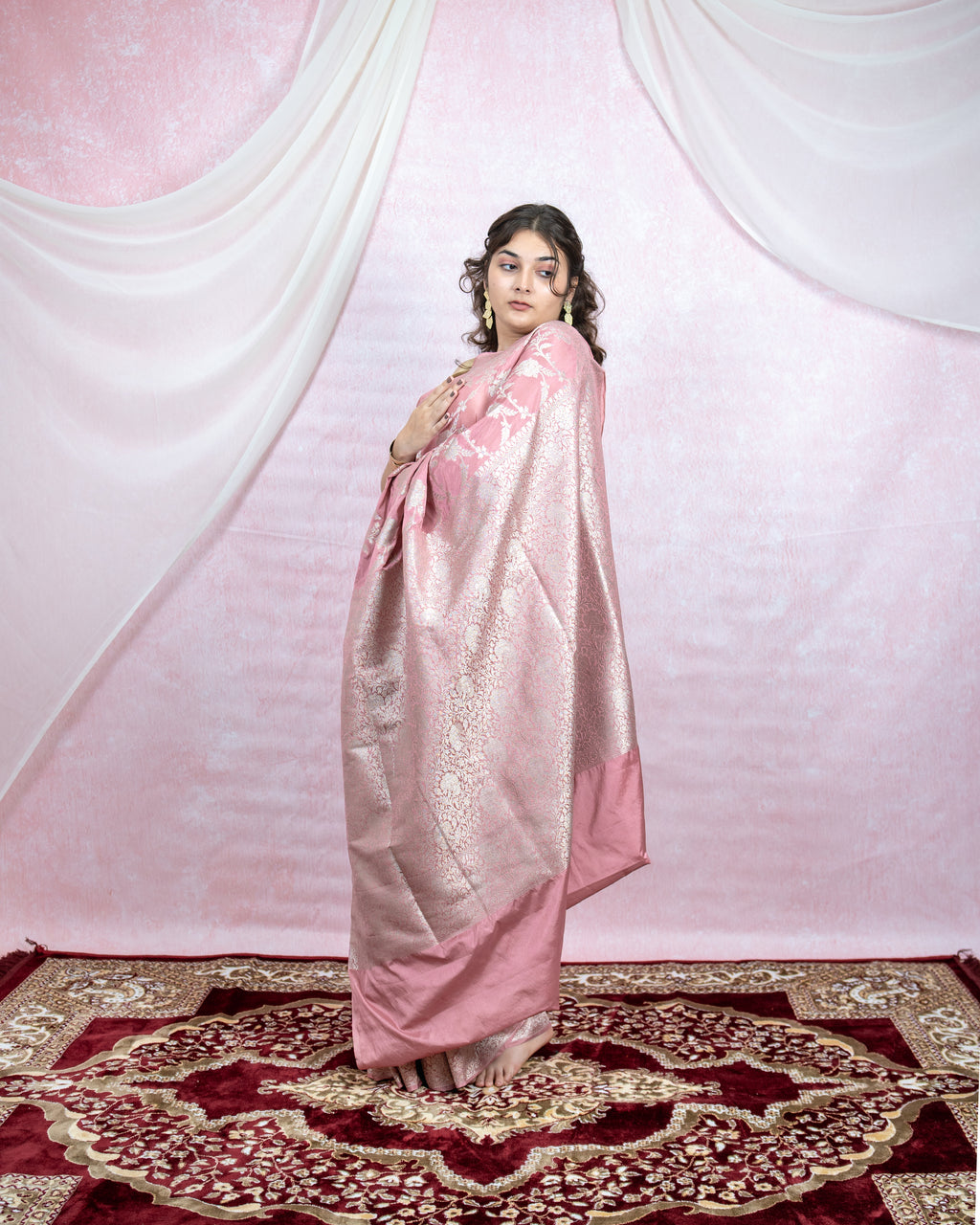 Blush Pink Banarasi Saree
