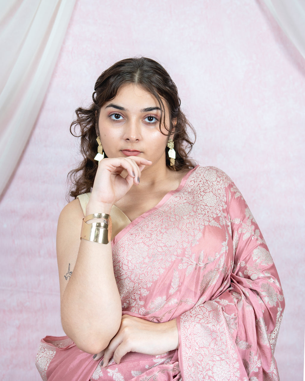 Blush Pink Banarasi Saree