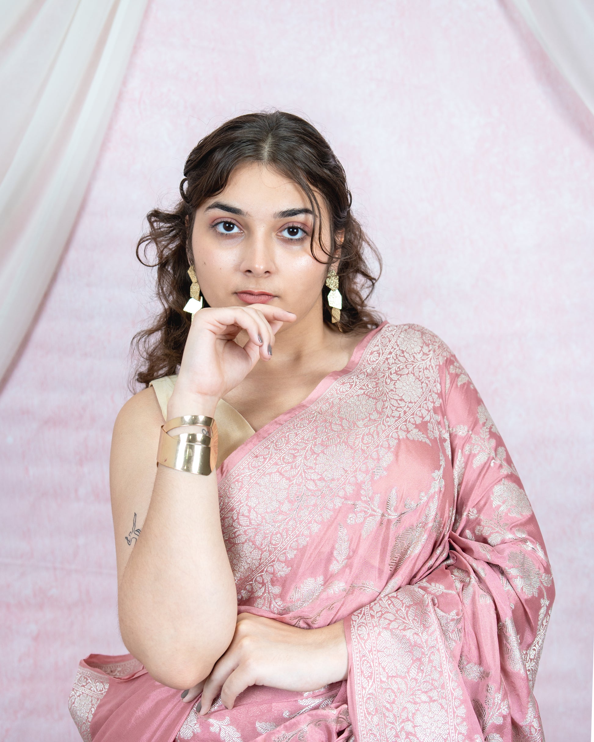 Blush Pink Banarasi Saree