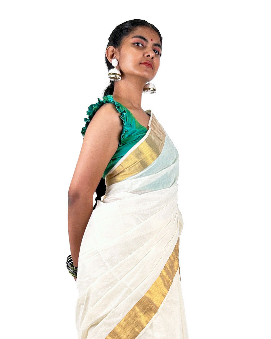 Traditional Kerala Kasavu Saree with Broad Golden Border (2.5 inches)