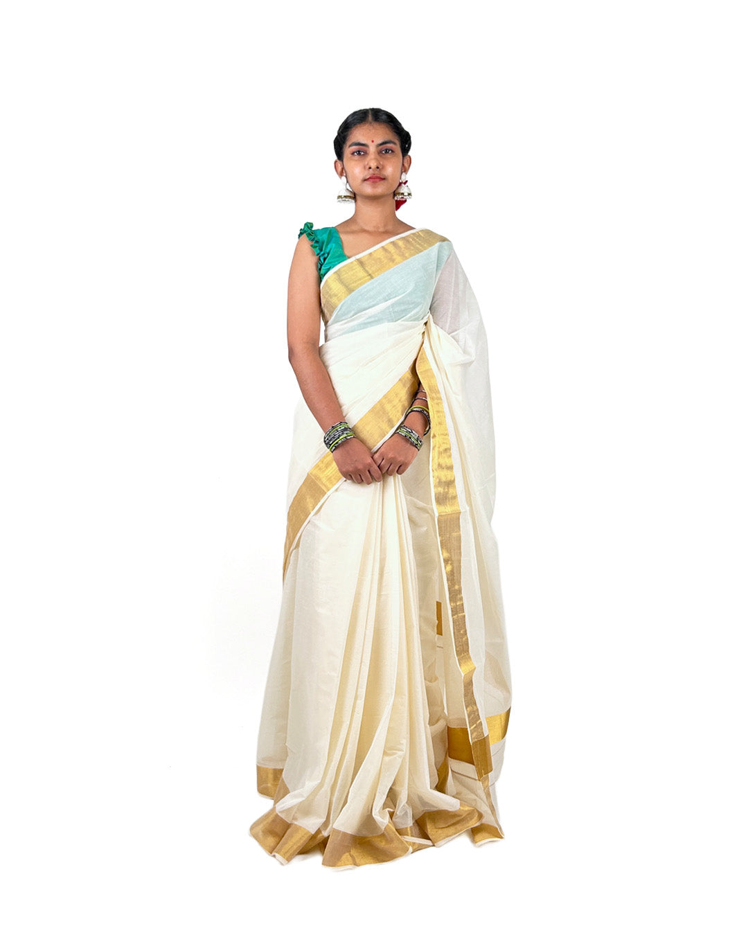 Traditional Kerala Kasavu Saree with Broad Golden Border (2.5 inches)