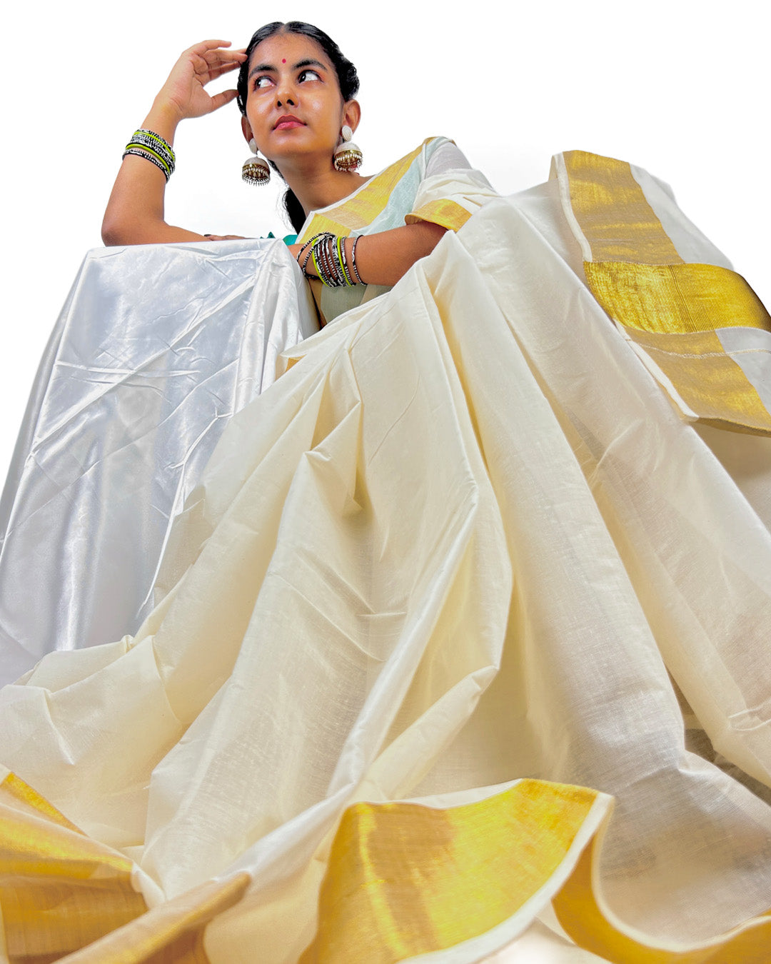 Traditional Kerala Kasavu Saree with Broad Golden Border (2.5 inches)